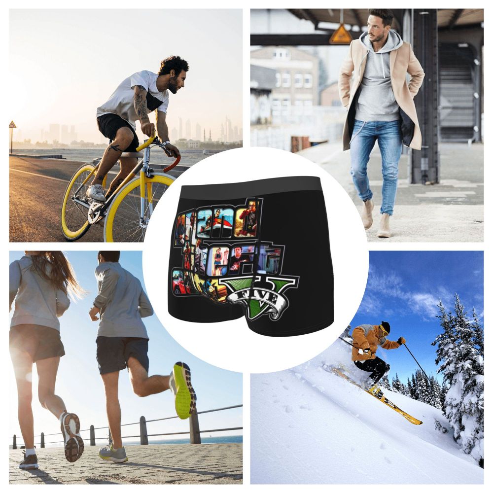 M&T Wear - Custom Grand Theft Auto Adventure Game Underwear Men Breathable GTA Boxer Briefs Shorts Panties Soft Underpants For Homme
