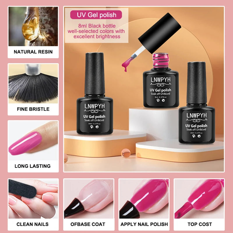 M&T Wear - 36 Color Gel Nail Polish Collection | Semi-Permanent Soak Off UV/LED Gel Varnish (8ml)