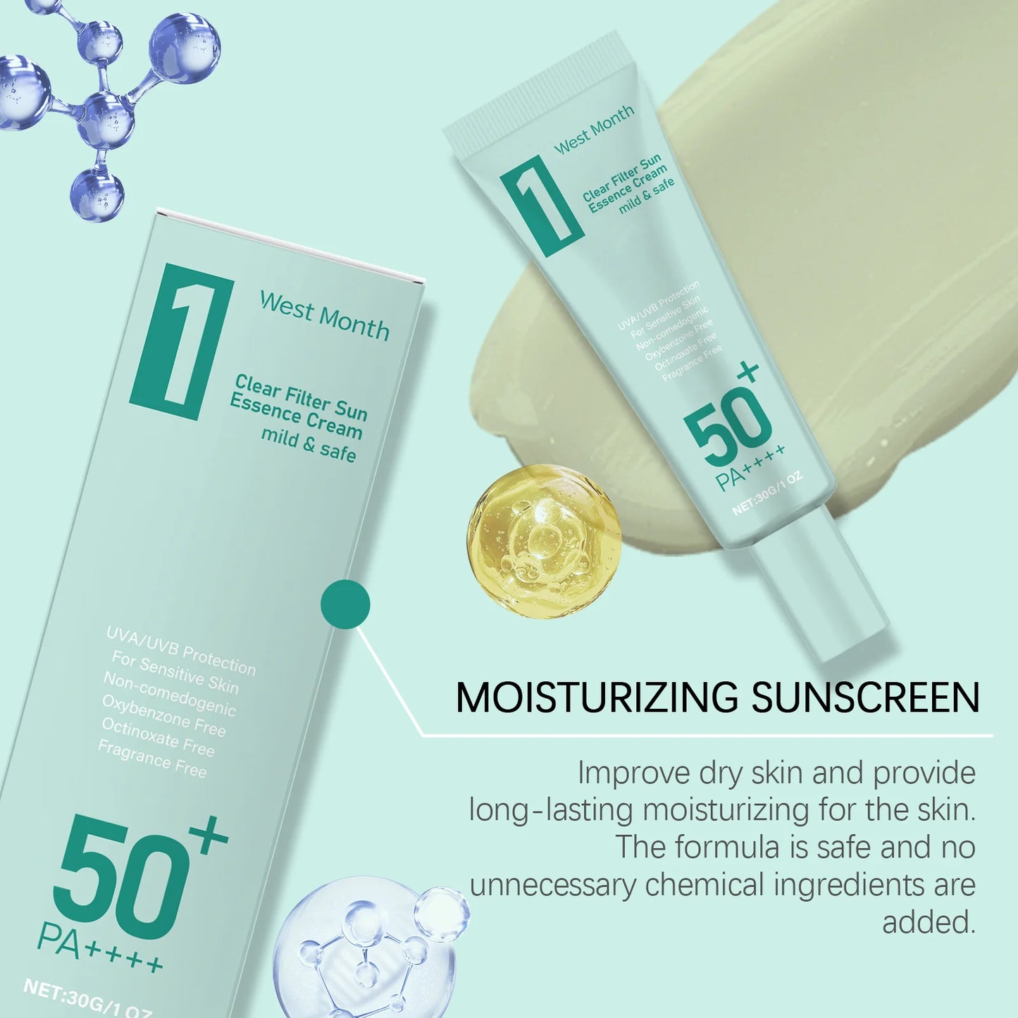 Anti Sun Cream SPF50 UV Defense Broad Spectrum Sunlight Protection Reduce Redness Hydrating Waterproof Prevent Sunburn Sunscreen