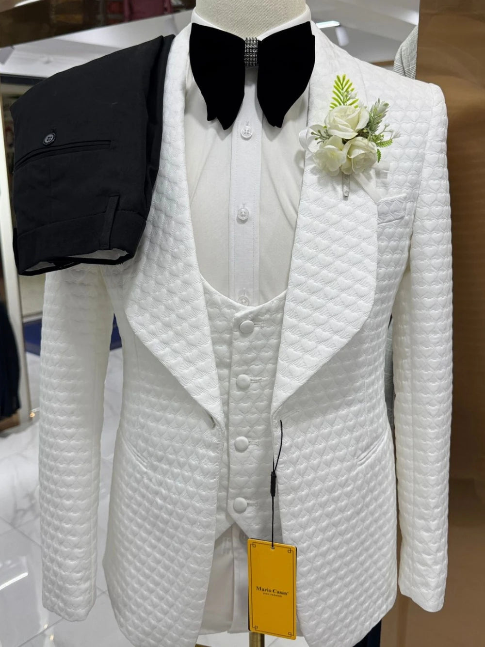 M&T Wear Men’s 3-Piece Jacquard Suit – High-End Wedding & Party Attire