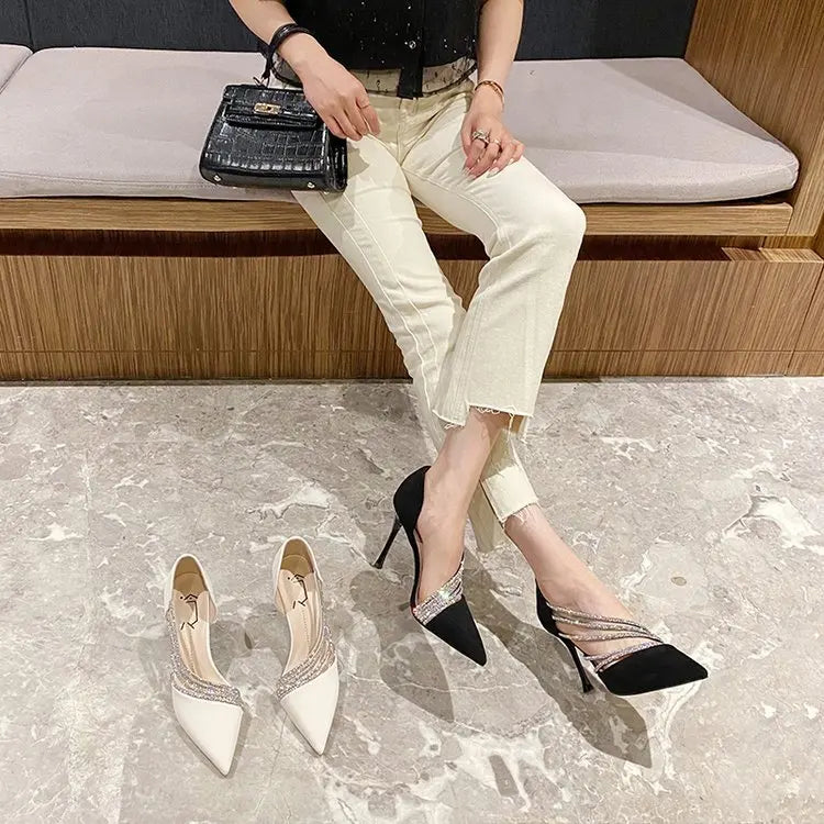M&T Wear - Women Evening Party High Heels New  Pumps Elegant Ladies Pointed To Black  Strappy Stripper Shoes for Women