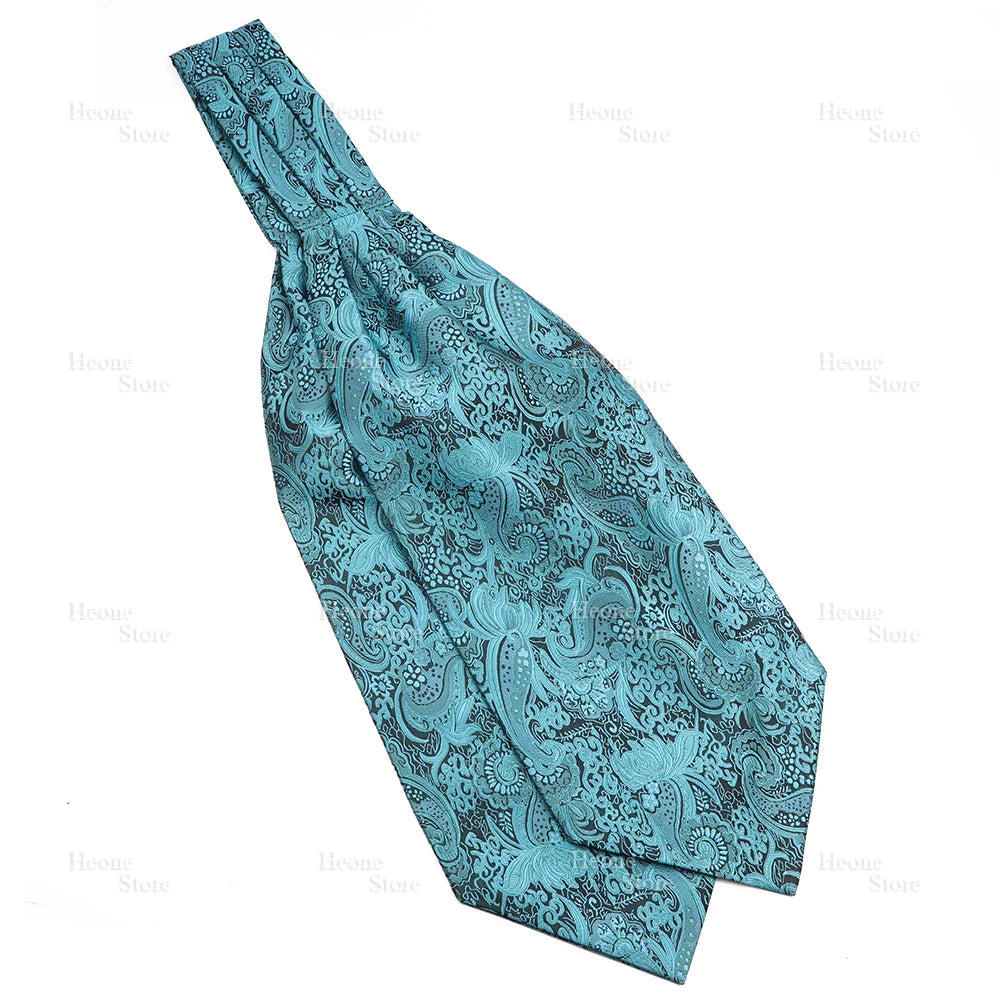 Luxury Mens Scarf Tie Solid Color Dot Geometric Pattern Floral Jacquard Woven Polyester Silk Ascot Cravat Tuxedo Suit Shirt Gift