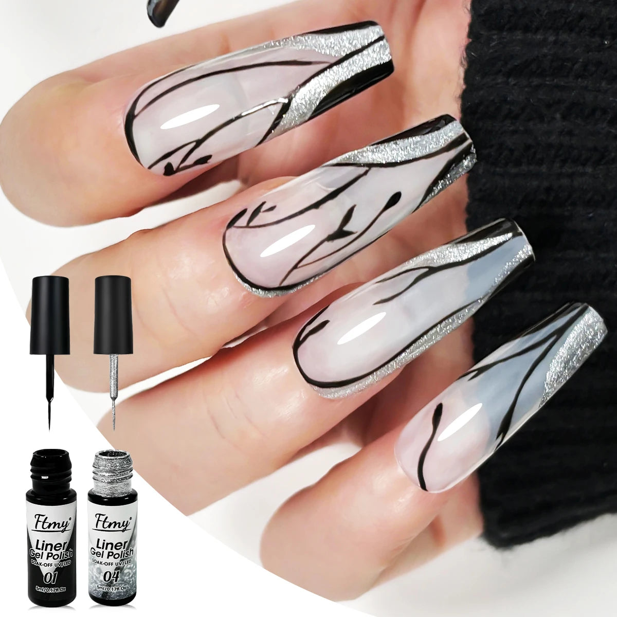 M&T Wear - Gel Liner Nail Art Set | 6 Colors Nail Design Polish Kit (5ml Each)