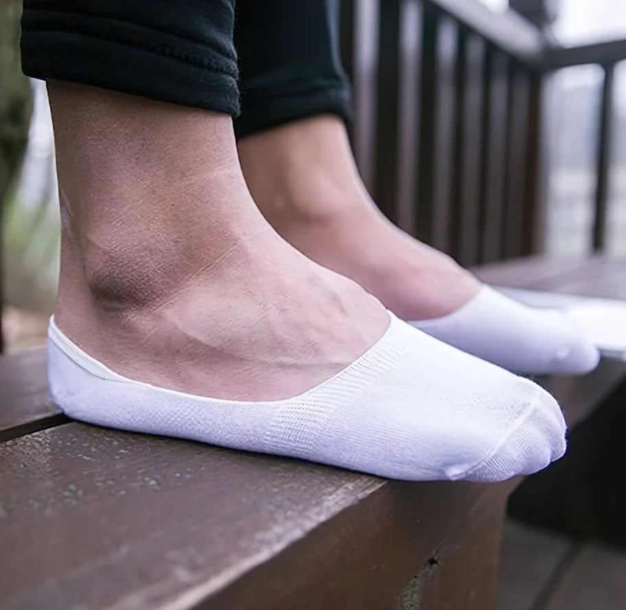 M&T Wear - 5 Pairs Men's Invisible Non-Slip Cotton Boat Socks