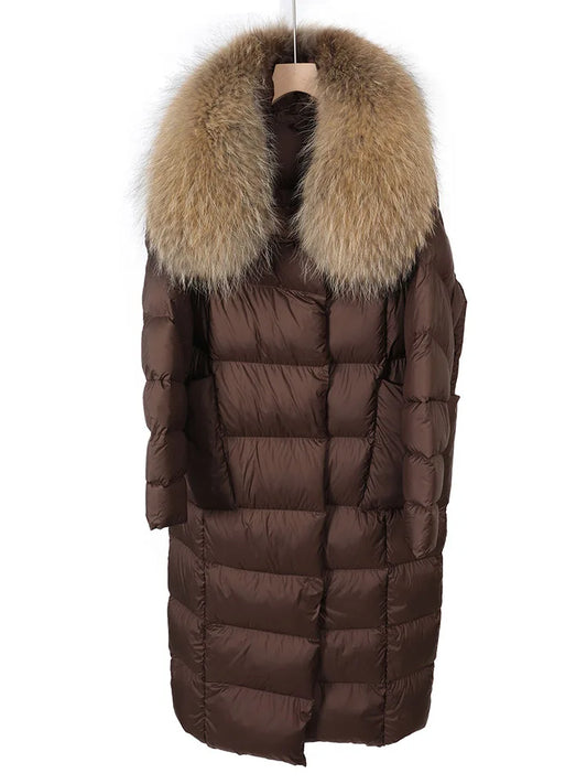M&T Wear - The Ultimate Luxury Knee-Length White Down Puffer Coat