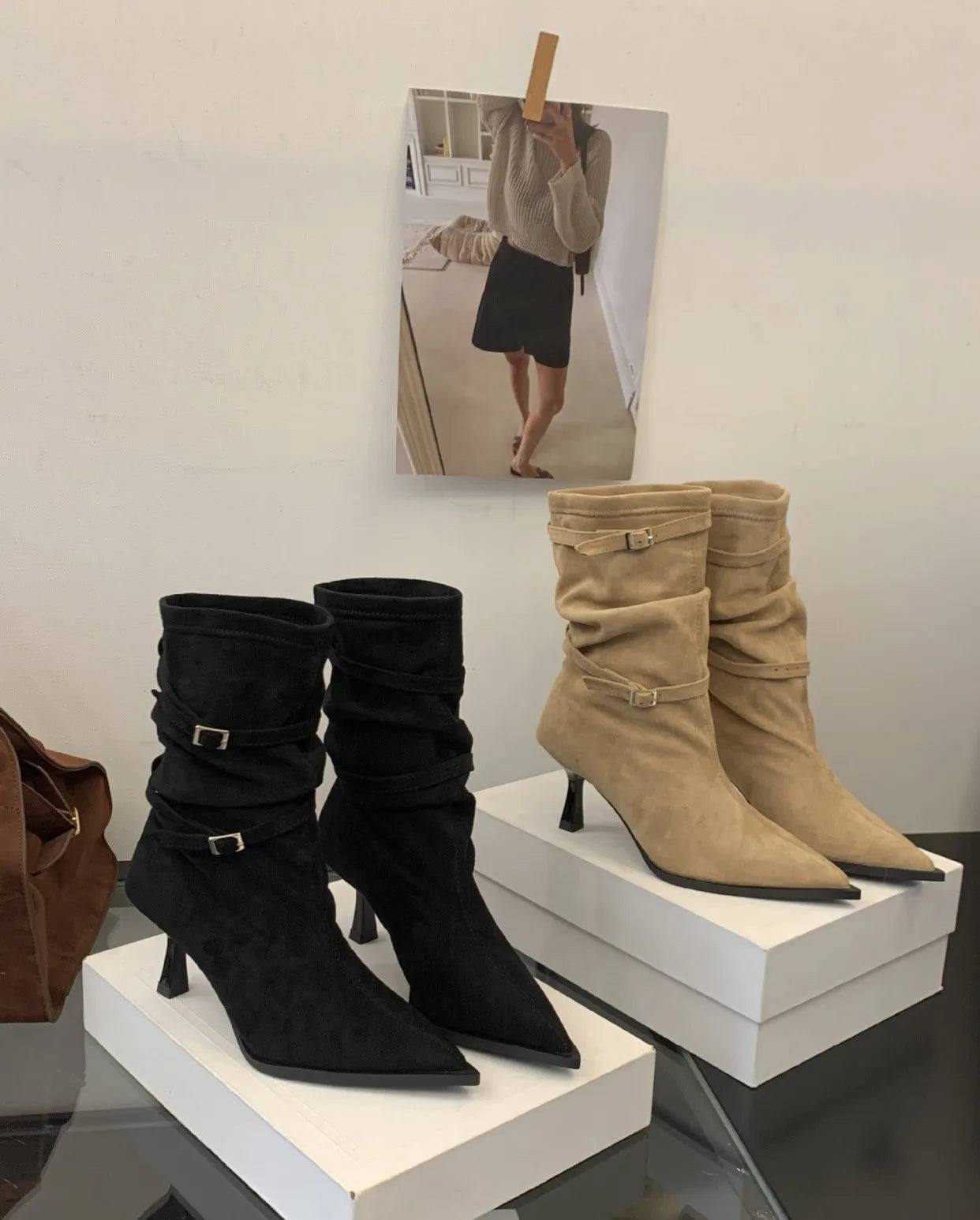 M&T Wear -  Sexy Pointed Toe Women Boots Autumn High Heels Shoes Luxury Chelsea Boots Party Stiletto Pumps New Plus Size 40 Mujer Botas