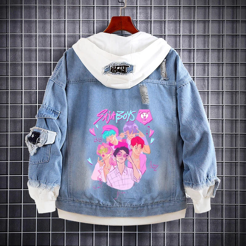 M&T Wear - Kids Denim Jacket Anime Kpop Demon Hunter Saja Boys New Autumn Sweatshirts Hooded Coats Fashion  Adult Casual Streetwear Clothes