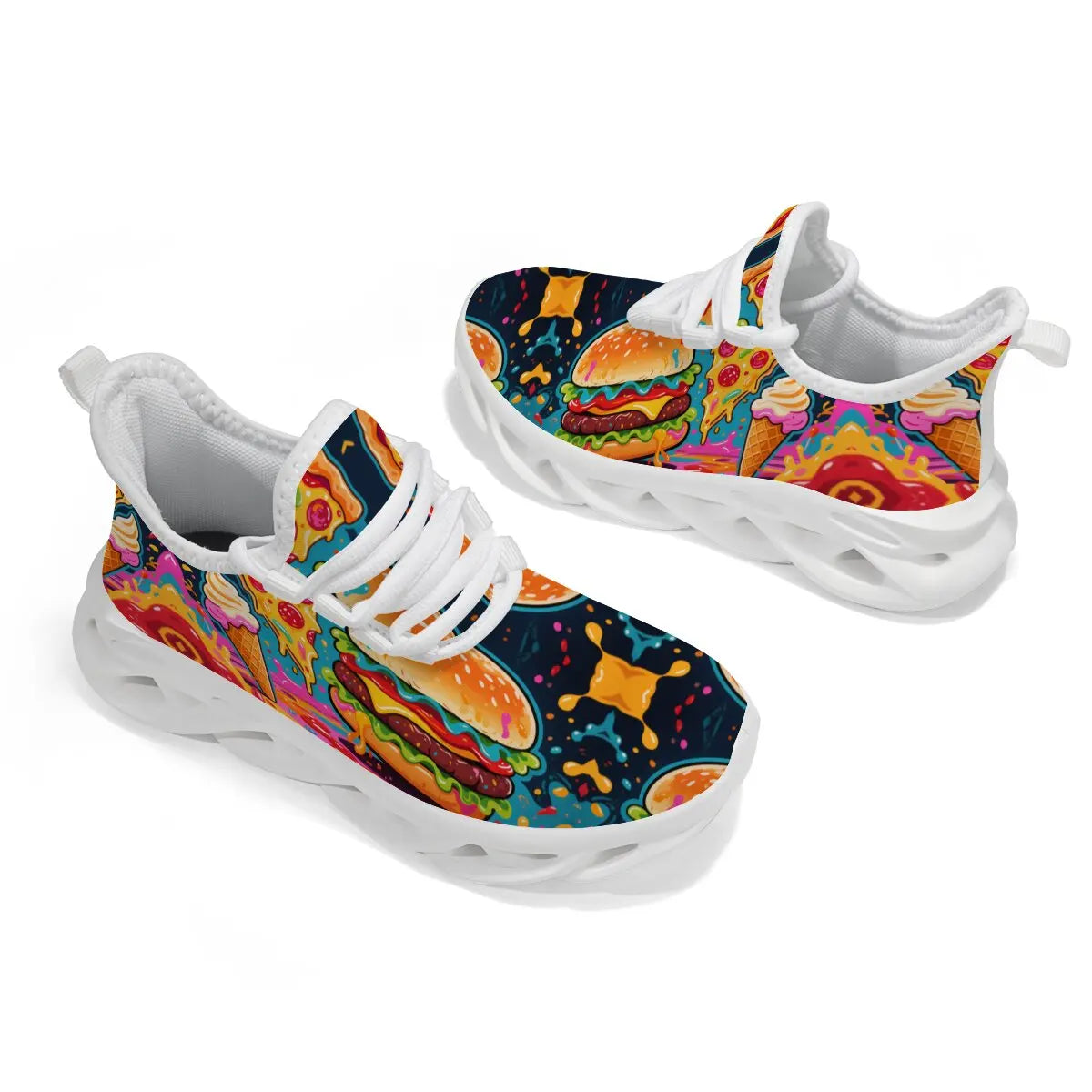 M&T Wear - Kids Sneakers Anti-skid Leather for Boys Orange Casual Children Shoes with Fashion Running Walking Lightweight Hamburger Pattern