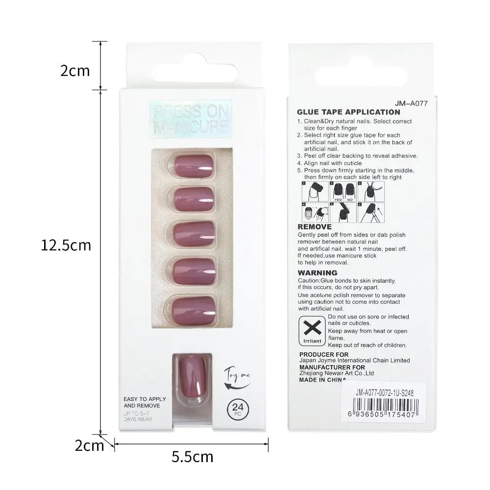 M&T Wear – 24PCS Coffin & Square Press-On Nails with Glue Stick