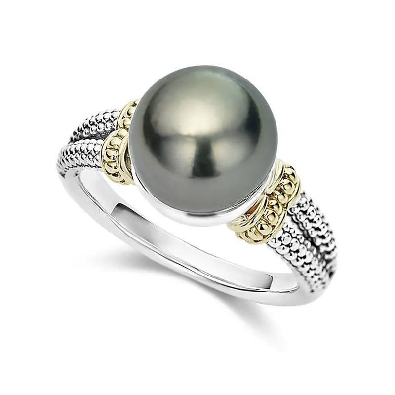 M&T Wear – S925 Grey Pearl Cocktail Ring for Women