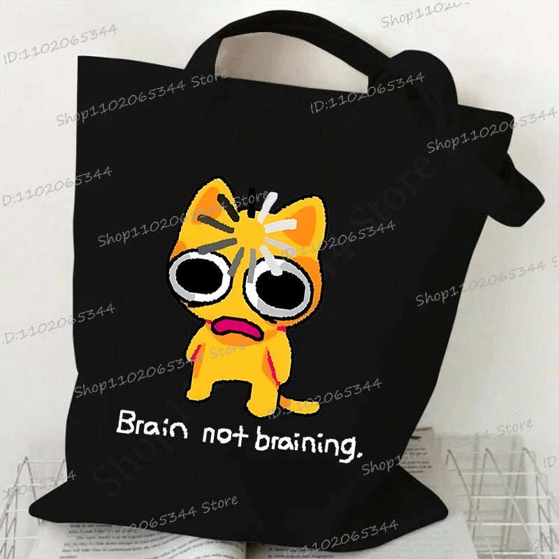 M&T Wear - Women’s Meme Cat Canvas Tote Bag | Funny Cartoon Shoulder Bag