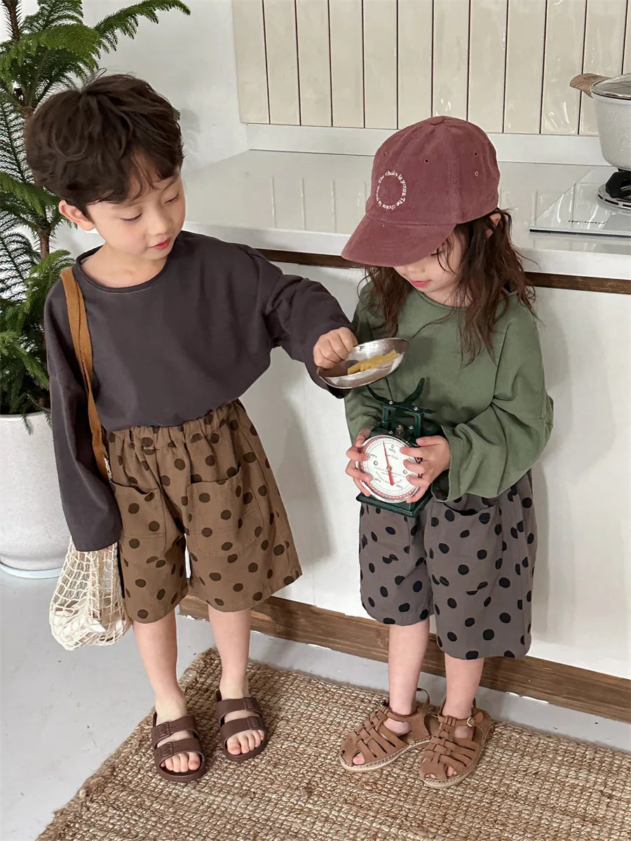 M&T Wear - Korean Children's Clothes 2025 Kids Boys 0-3Y Baby Girls Cotton Solid Color Long Sleeve Loose Fit Base Layer Soft Wear Top