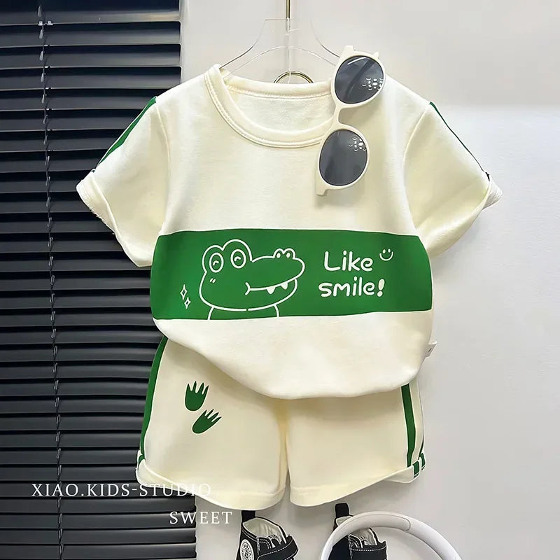 M&T Wear - Kids Clothes Cotton Set Short Sleeve Suit Baby Girls Boys Set Summer Tops +short Children's Wear 2024 New