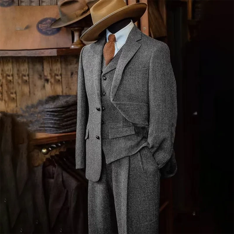 M&T Wear Men’s 3-Piece Herringbone Suit – Luxury 2025 Edition