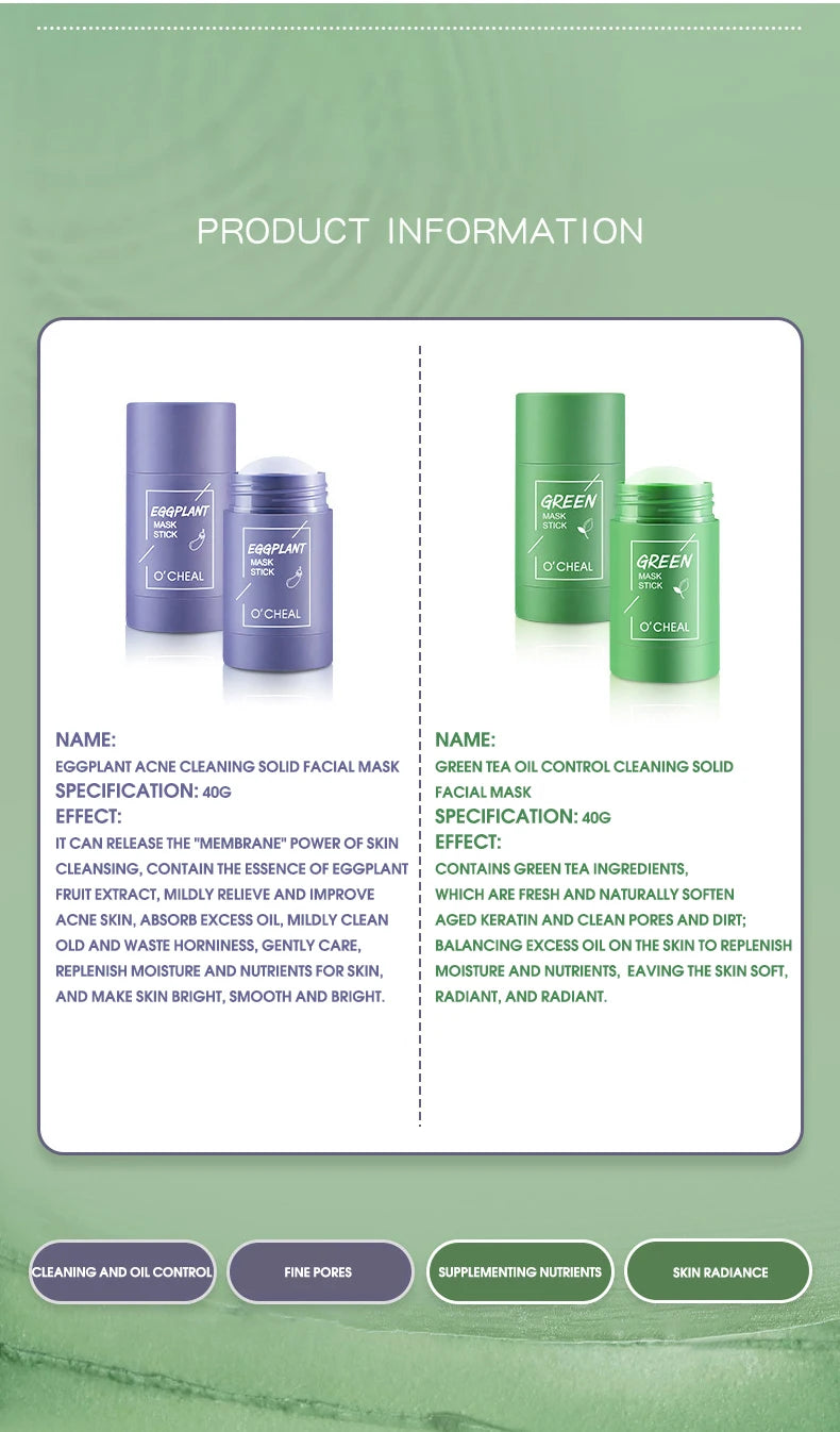 M&T Wear – Green Tea & Honey Peach Solid Facial Mask Stick