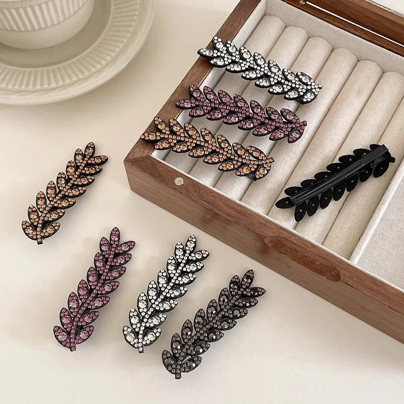 M&T Wear - Elegant Sparkling Wheat Hair Clips 2/4pcs Rhinestone Hair Accessories