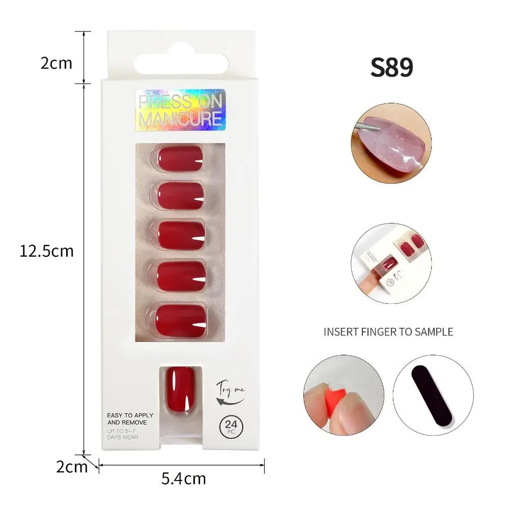 M&T Wear – 24PCS Coffin & Square Press-On Nails with Glue Stick