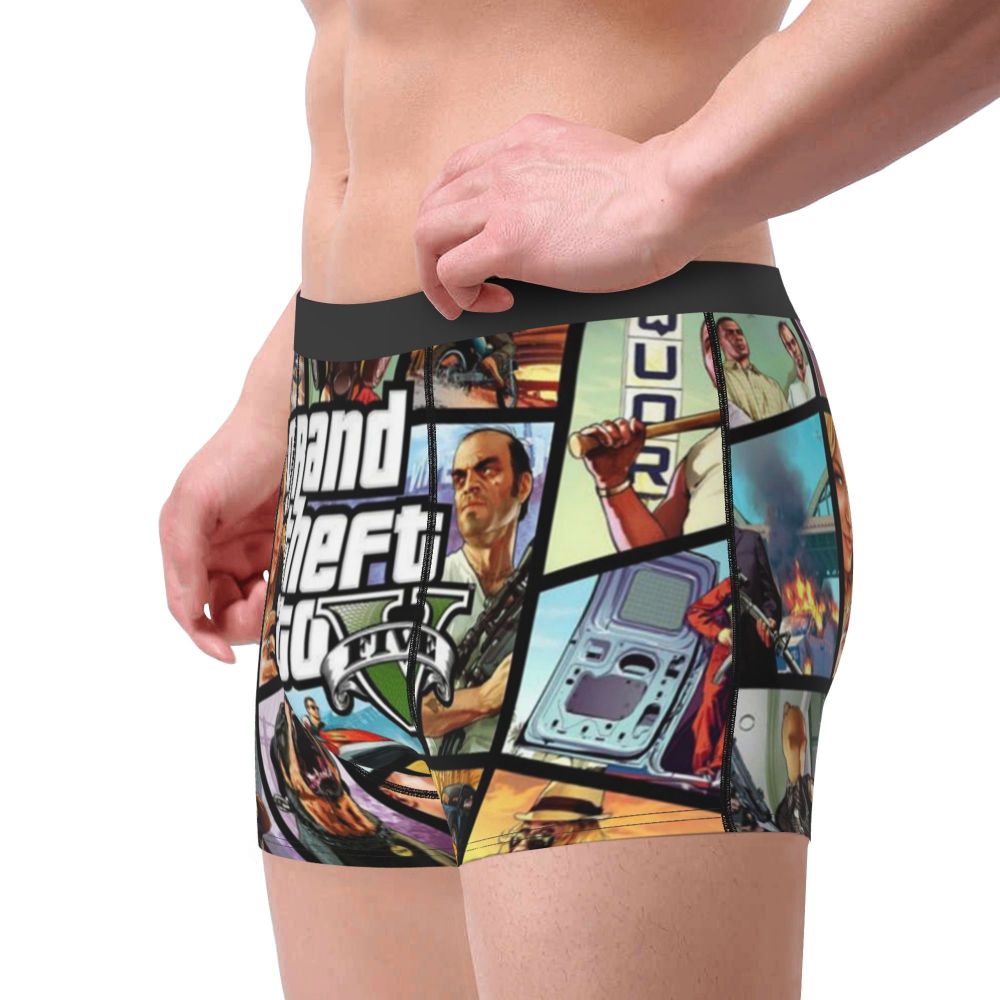 M&T Wear - Custom Grand Theft Auto Adventure Game Underwear Men Breathable GTA Boxer Briefs Shorts Panties Soft Underpants For Homme