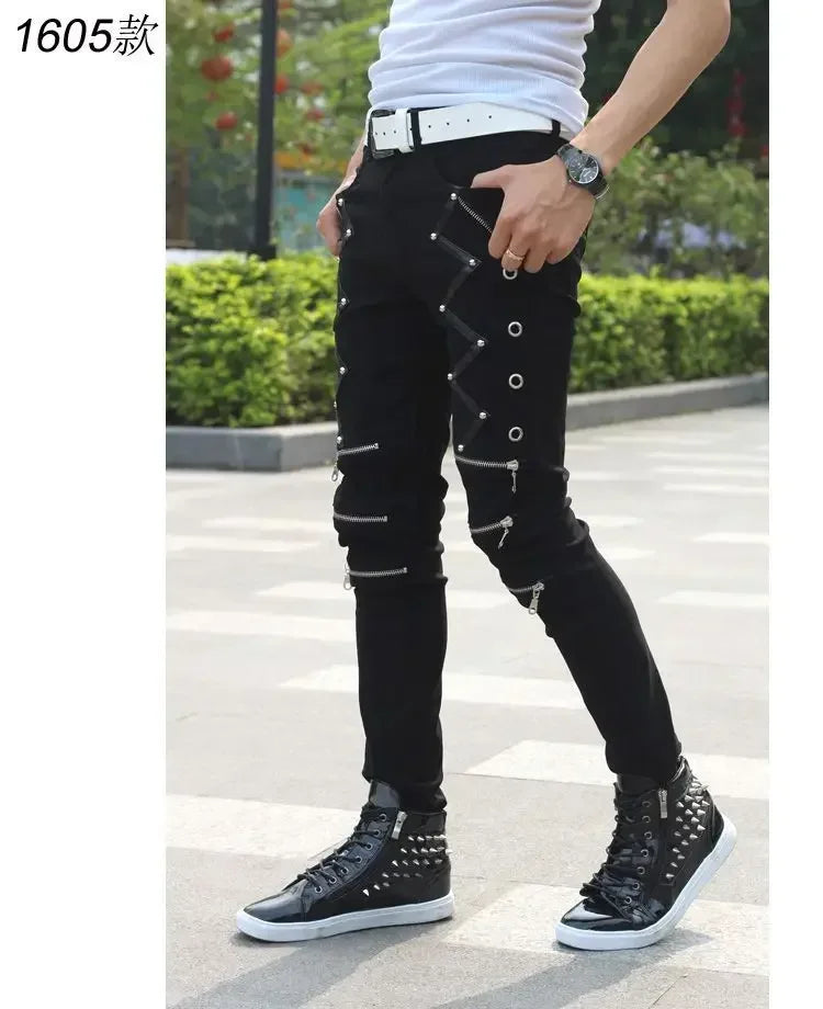 M&T Wear - Men Motorcycle Street Wear Skinny Casual Denim Pants Jeans Straight Trousers