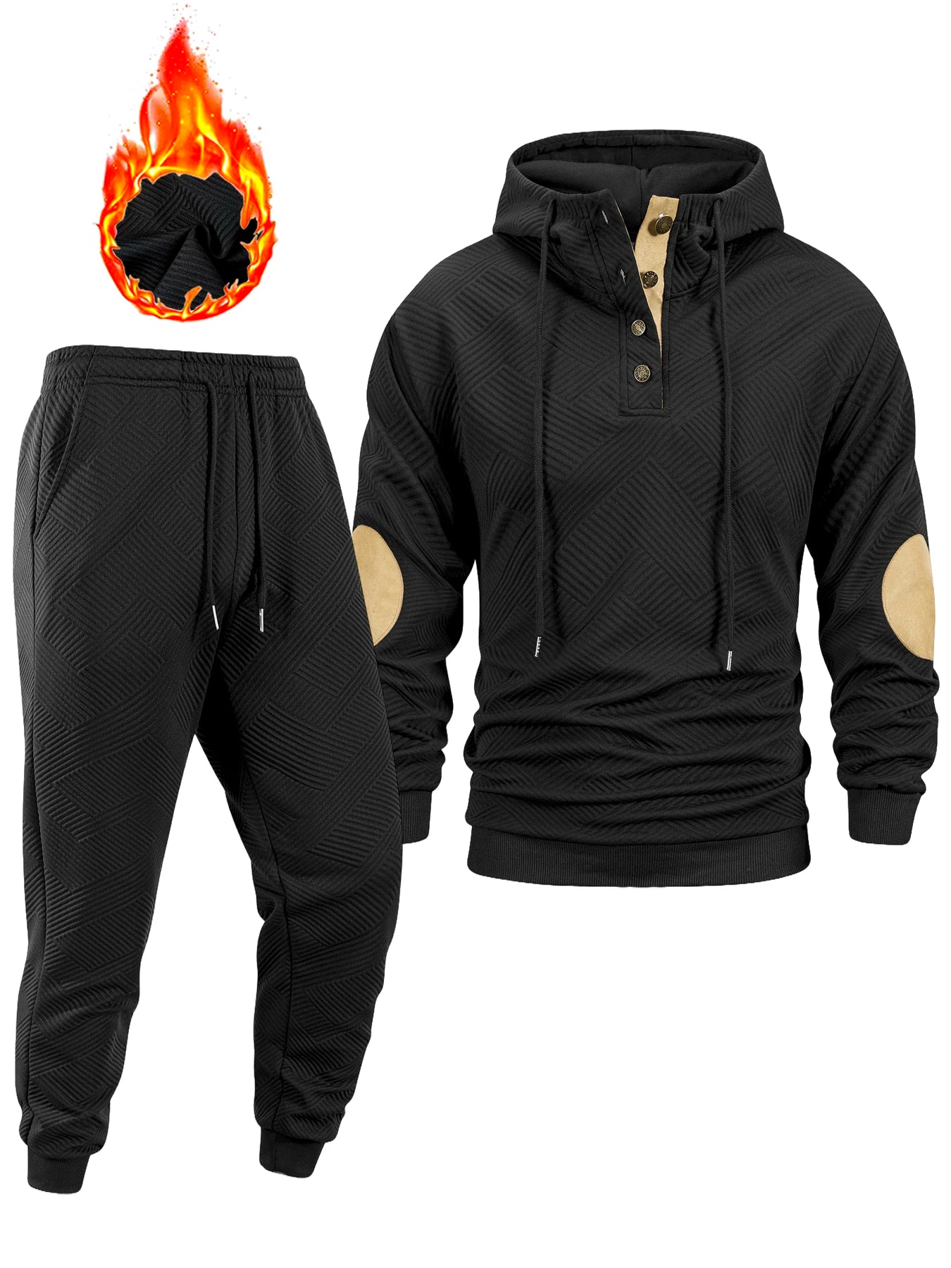M&T Wear - New Men's Casual Tracksuit Autumn Winter Outdoor Sports Hoodie + Pants 2 Piece Set Daily Jogging Sports Sweatshirt Pants Suit