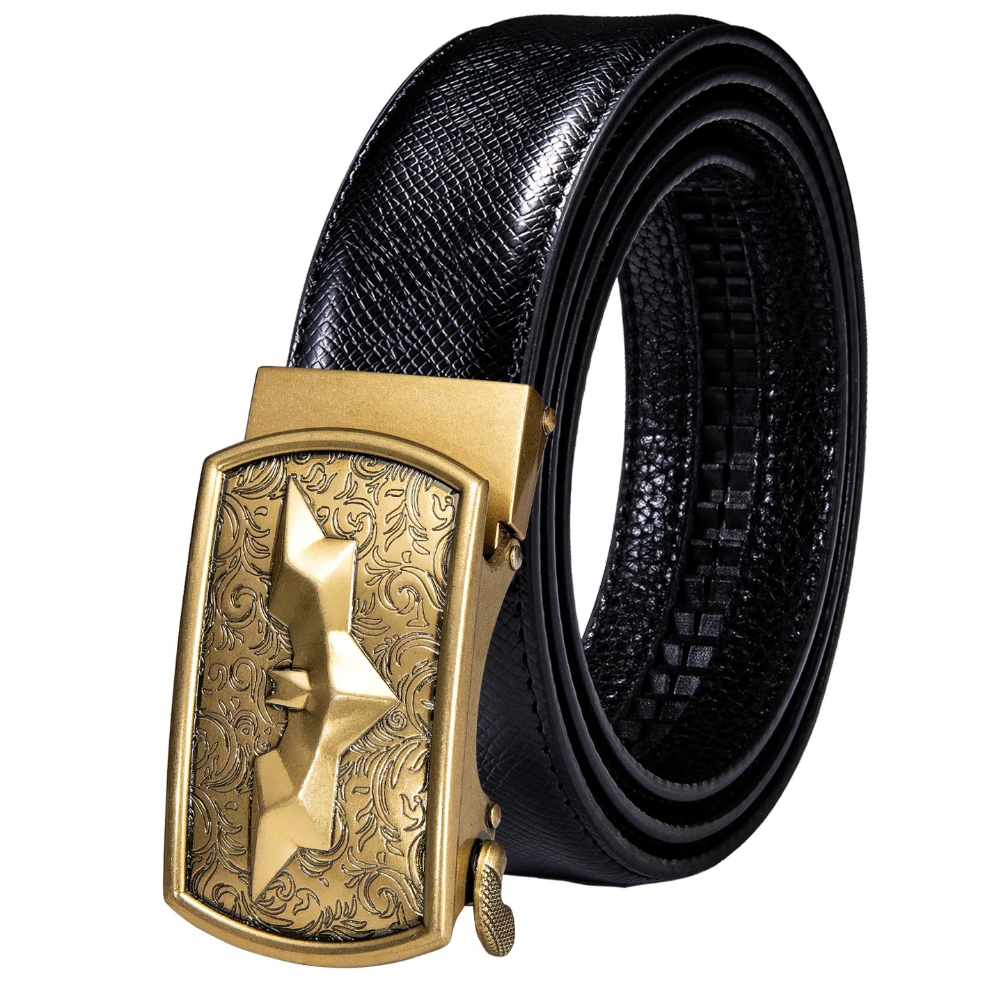 M&T Wear - Luxury Gold Buckle Cowskin Genuine Leather Belt