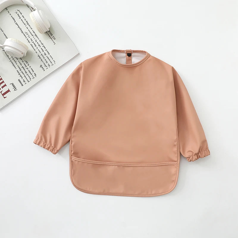 M&T Wear - Kids Baby Feeding Bibs Waterproof Long Sleeve Apron with Pocket Toddler Burp Cloth Boys Girls Anti-dirty Art Smock Baby Stuff