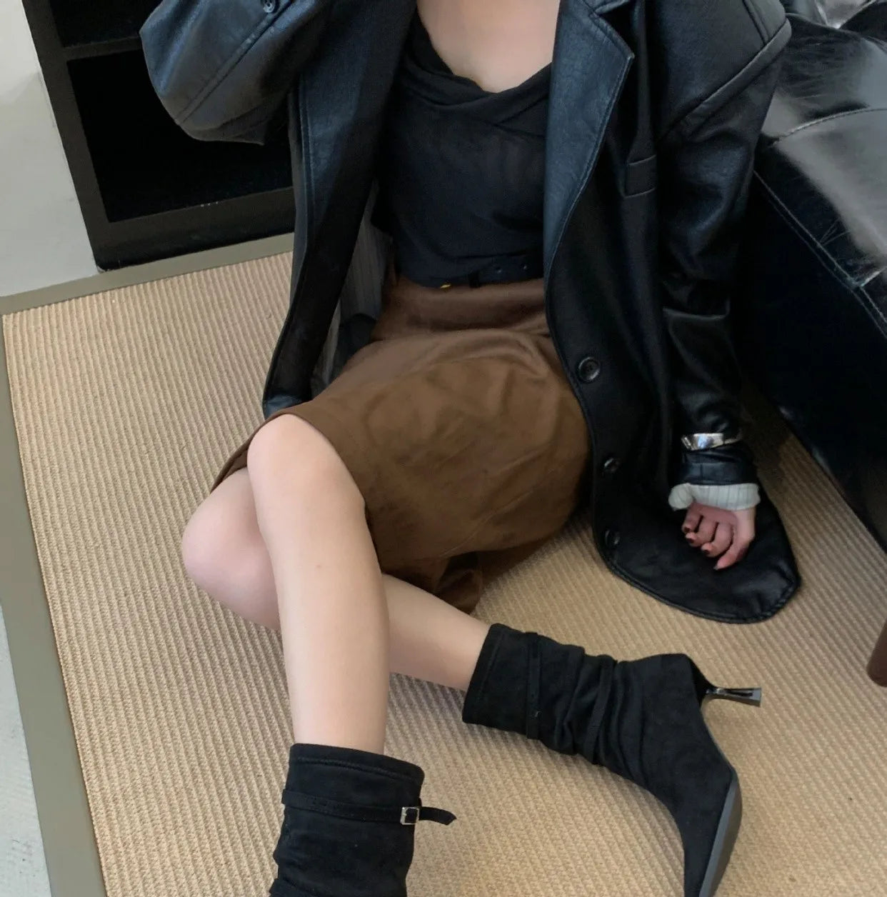 M&T Wear -  Sexy Pointed Toe Women Boots Autumn High Heels Shoes Luxury Chelsea Boots Party Stiletto Pumps New Plus Size 40 Mujer Botas