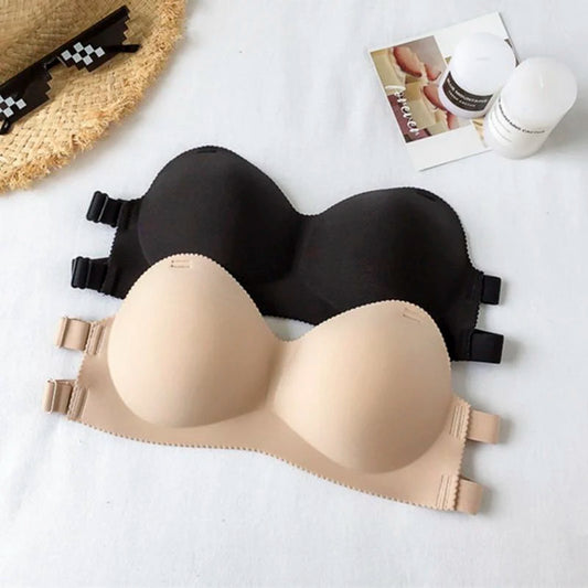 M&T Wear - Seamless, Strapless Push-Up Invisible Bra for Women
