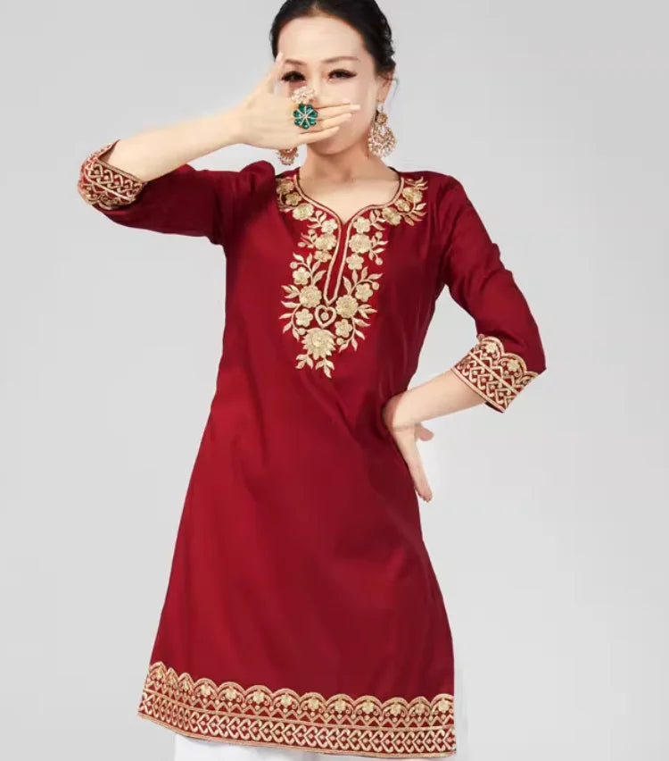 M&T Wear - Pakistani Clothing Women's Pure Cotton Embroidered Side Concealed Long Sleeved Shirt