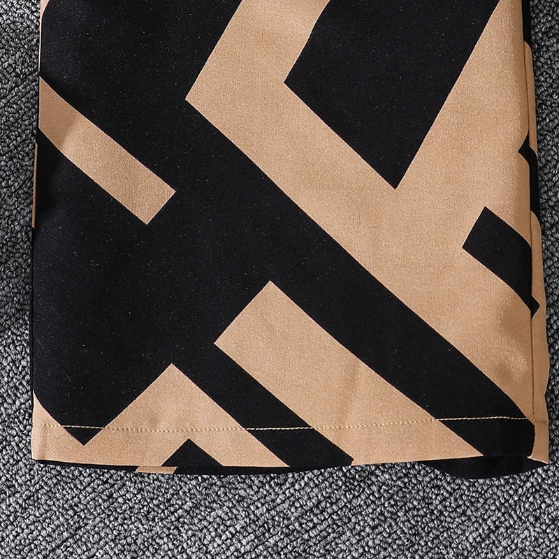 M&T Wear - Kids Clothing Sets For Girls Khaki Off-shoulder Long sleeve Top & Stripe Printing Pants Summer Resort Style Children Suits OOTD