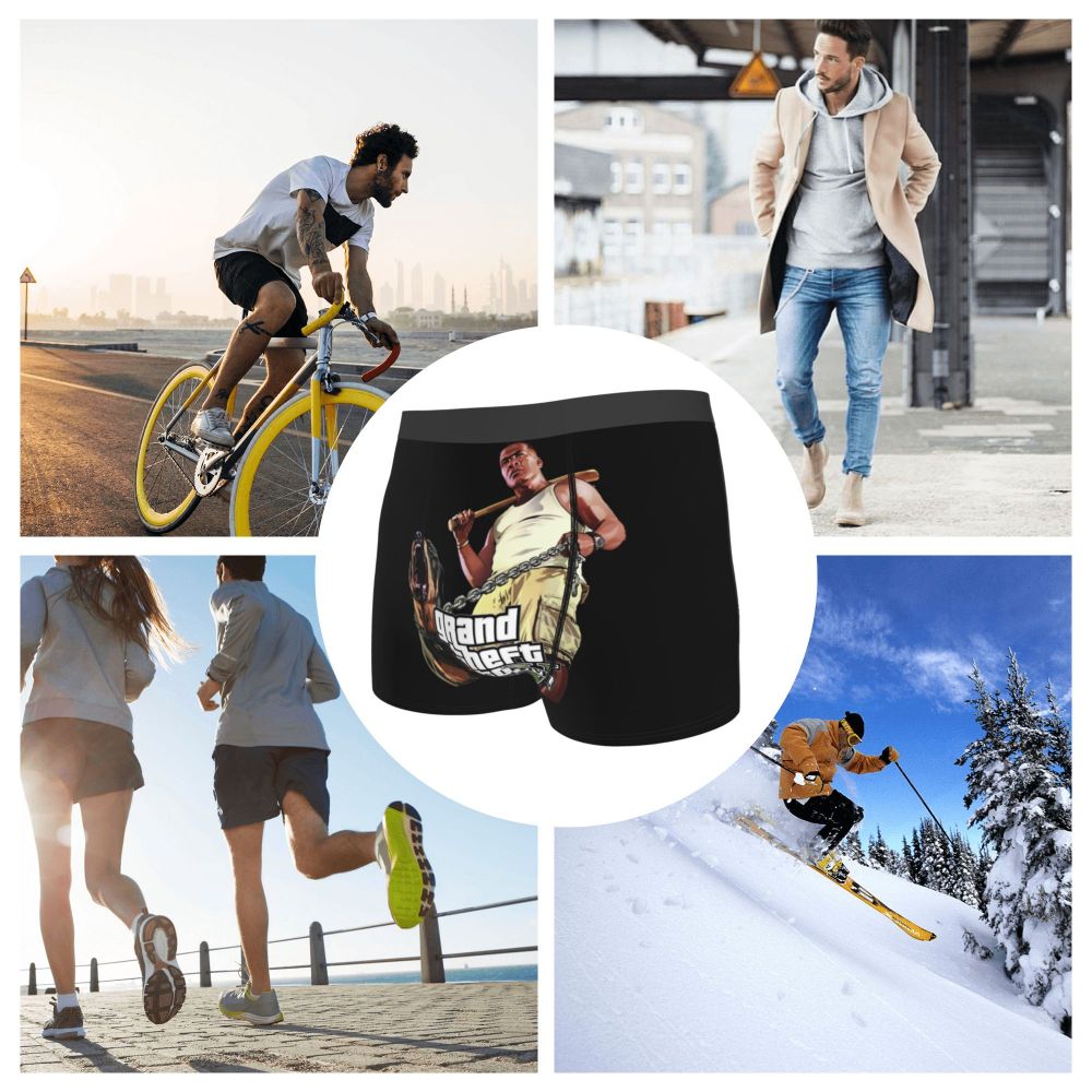 M&T Wear - Custom Grand Theft Auto Adventure Game Underwear Men Breathable GTA Boxer Briefs Shorts Panties Soft Underpants For Homme