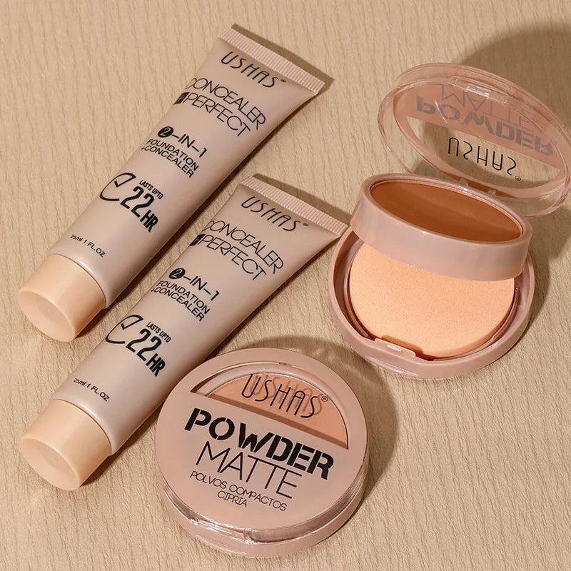 M&T Wear – Foundation + Powder Combo Set (Brightening, Waterproof, Anti-Sweat)