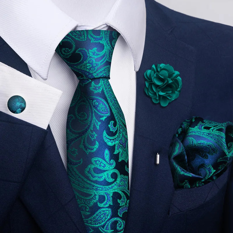 M&T Wear - Luxury Paisley Floral Tie & Accessory Set