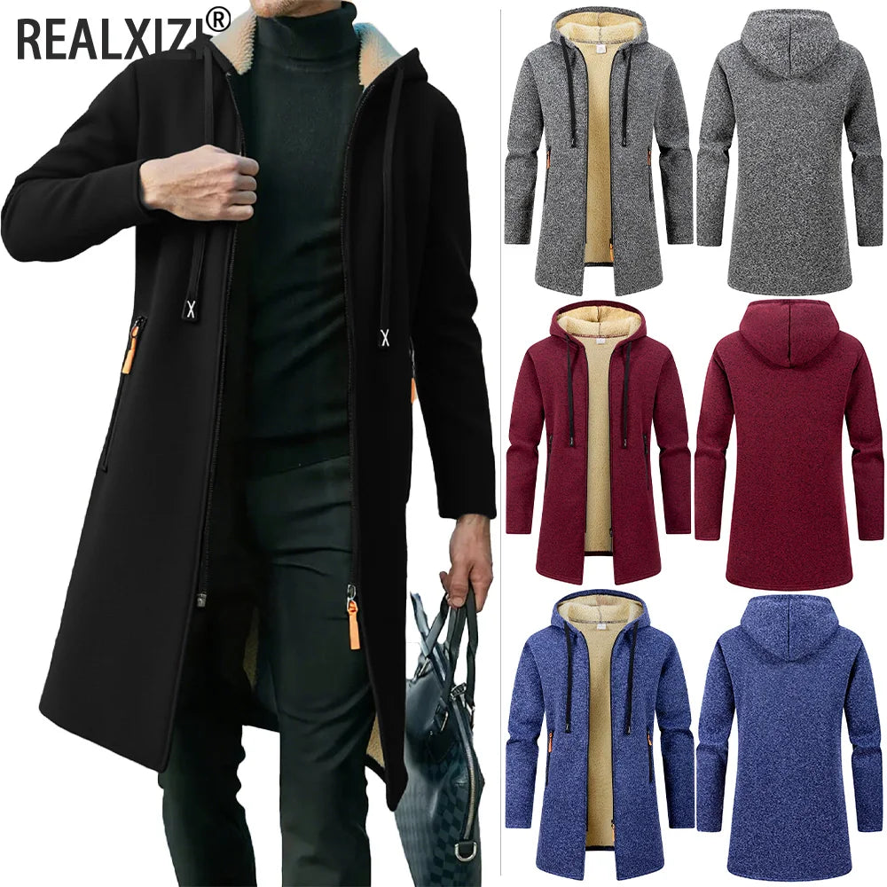 M&T Wear Men’s Thickened Winter Overcoat Hoodie – Warm Fleece Casual Jacket