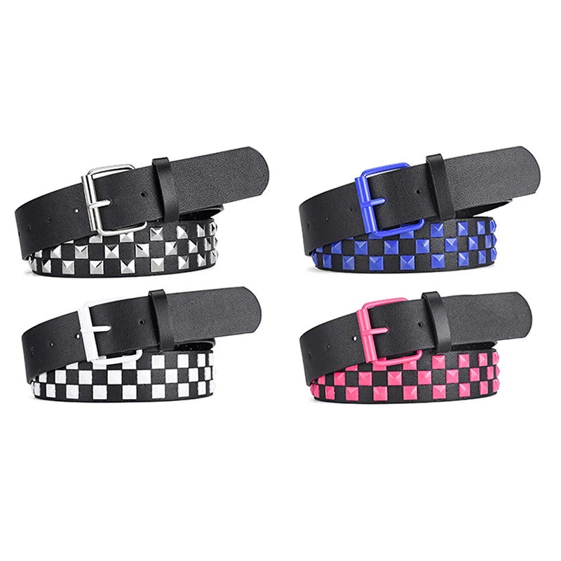M&T Wear - Personalized Rivets Checkerboard Punk Belt