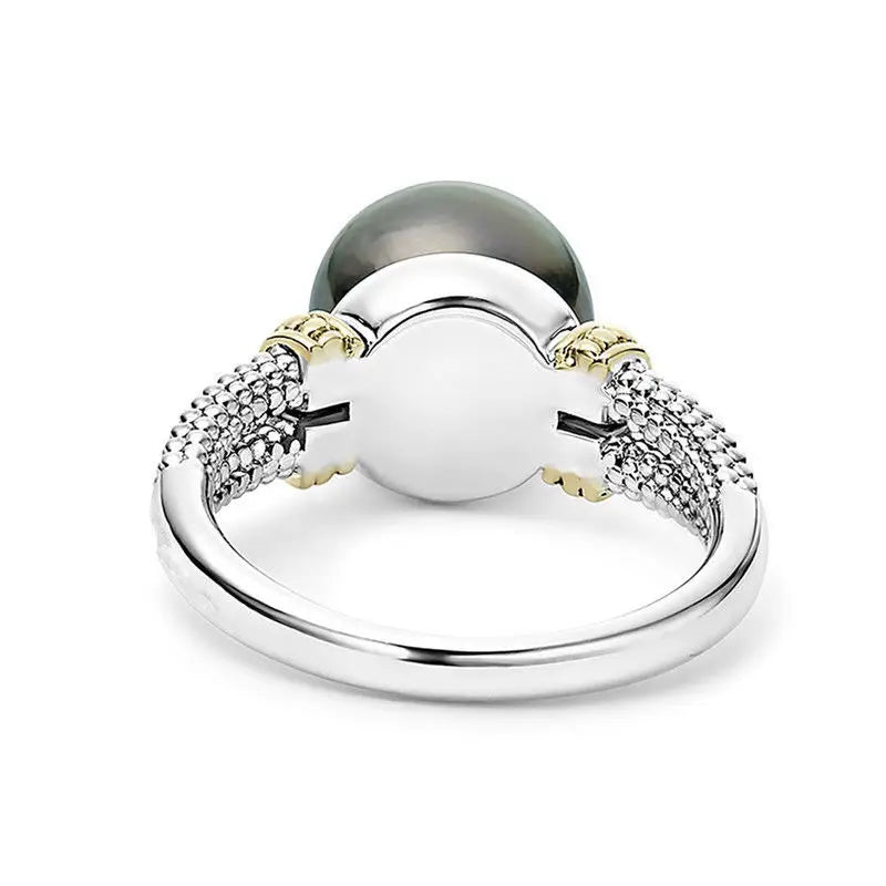 M&T Wear – S925 Grey Pearl Cocktail Ring for Women