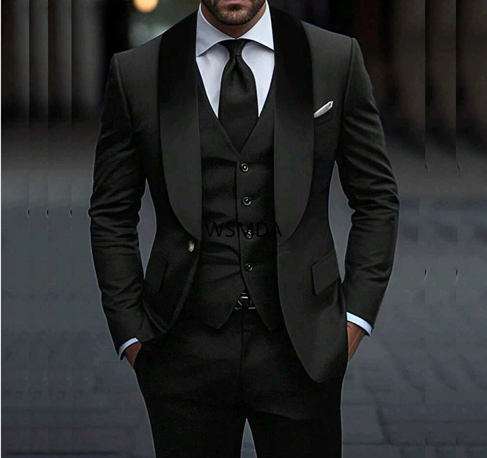 M&T Wear - Customized able Elegant Men's 3-Piece Suit – Luxury Slim Fit with Shawl Lapel