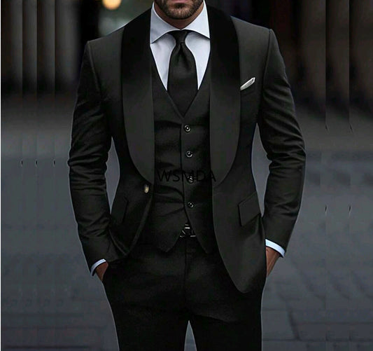 M&T Wear - Customized able Elegant Men's 3-Piece Suit – Luxury Slim Fit with Shawl Lapel