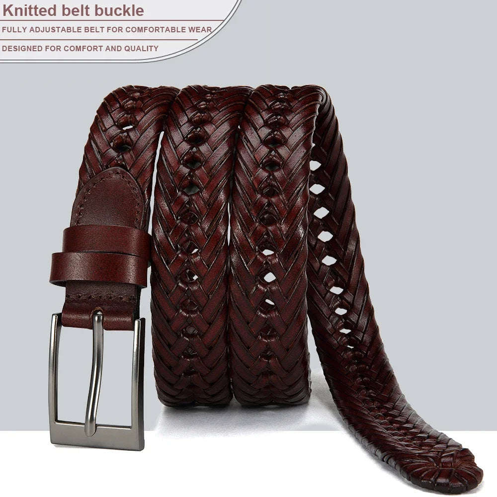 M&T Wear - Braided 100% Genuine Leather Pin/Automatic Belt