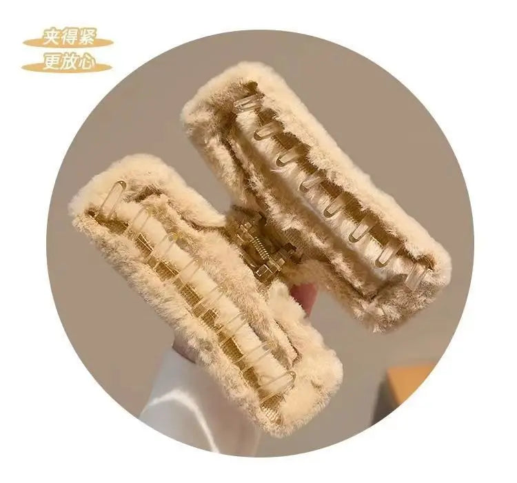 M&T Wear - Large Plush Square Hair Clip 2025 Shark Clip