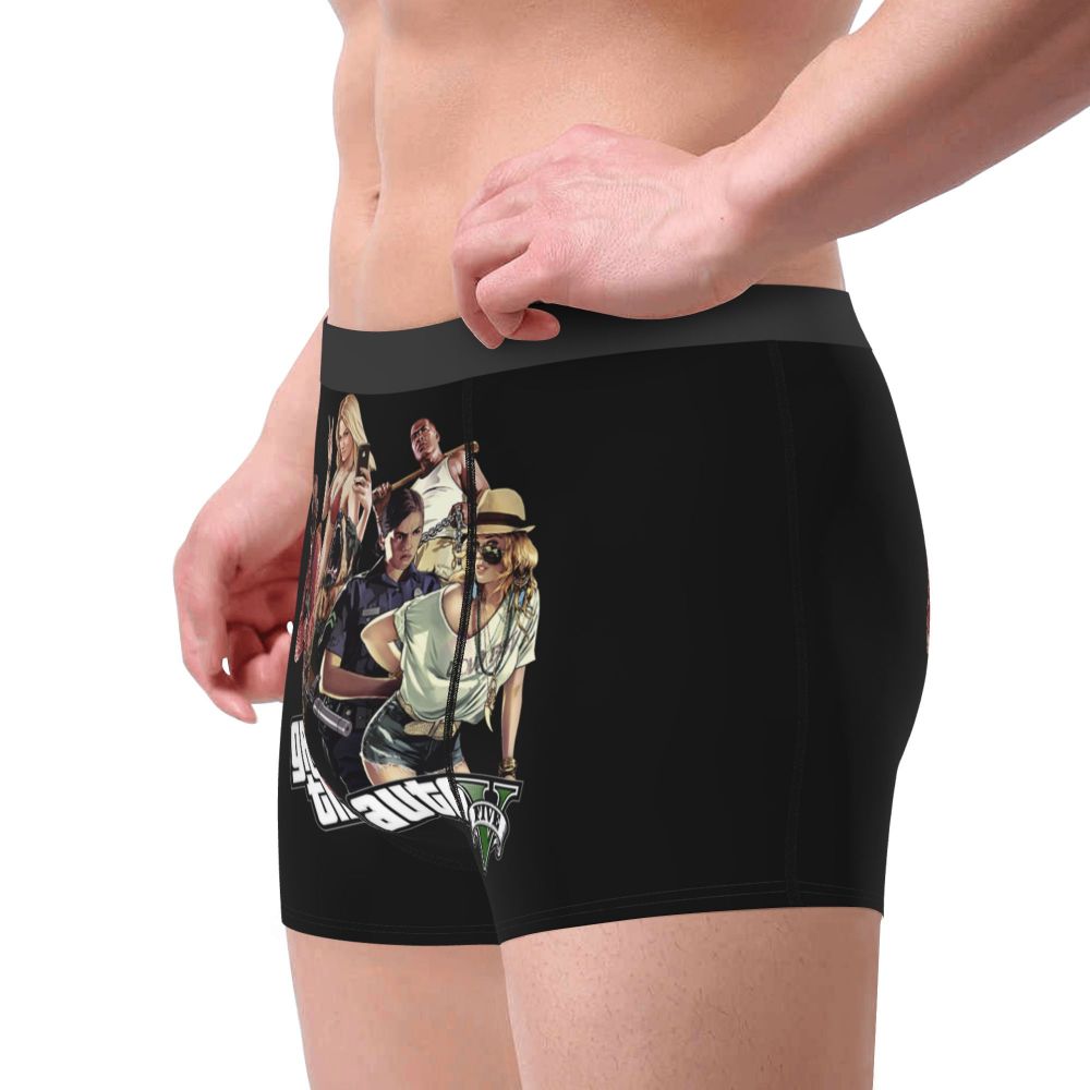 M&T Wear - Custom Grand Theft Auto Adventure Game Underwear Men Breathable GTA Boxer Briefs Shorts Panties Soft Underpants For Homme