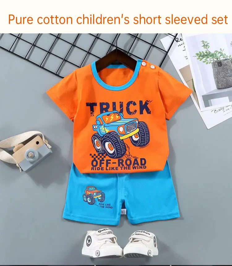 M&T Wear - Fashion Kids Clothes Boys Girls Sets Top Shorts 2PCS 100% Cotton Soft Summer Children Baby Cloths T-shirt Shorts Toddler Suit