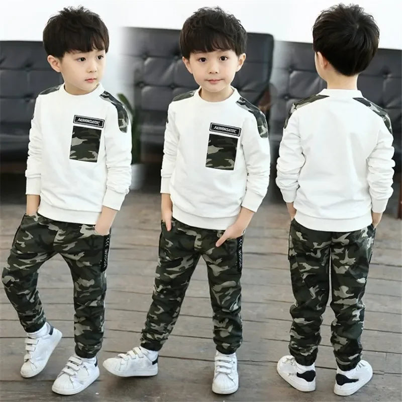 M&T Wear - Kids Sport Clothing Sets Boys Tracksuit Autumn Camouflage Children Tops Pants 2Pcs Kit Outfit Teenager Boys Camouflage Tracksuit