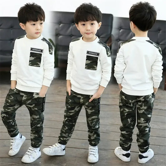 M&T Wear - Kids Sport Clothing Sets Boys Tracksuit Autumn Camouflage Children Tops Pants 2Pcs Kit Outfit Teenager Boys Camouflage Tracksuit