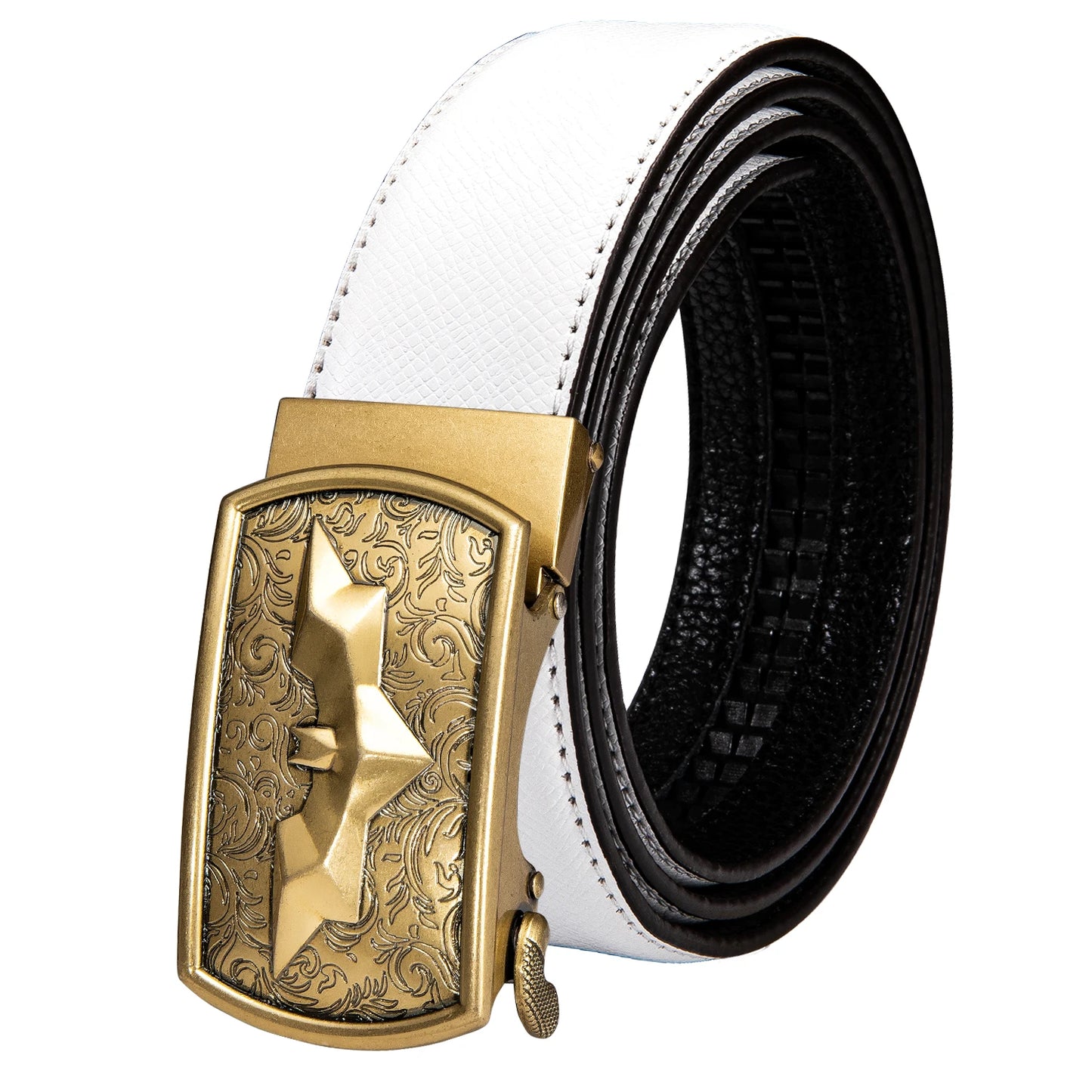 M&T Wear - Luxury Gold Buckle Cowskin Genuine Leather Belt