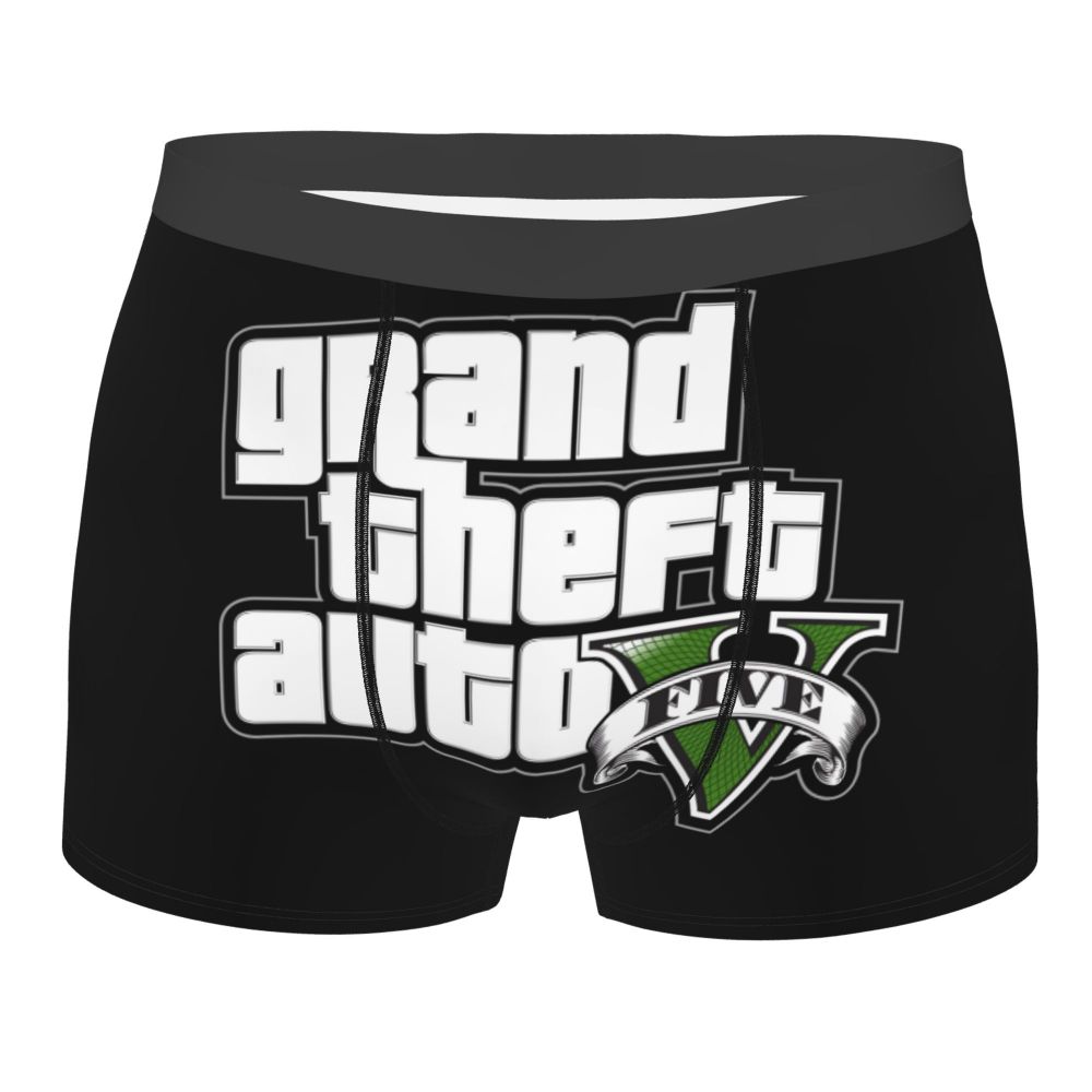 M&T Wear - Custom Grand Theft Auto Adventure Game Underwear Men Breathable GTA Boxer Briefs Shorts Panties Soft Underpants For Homme