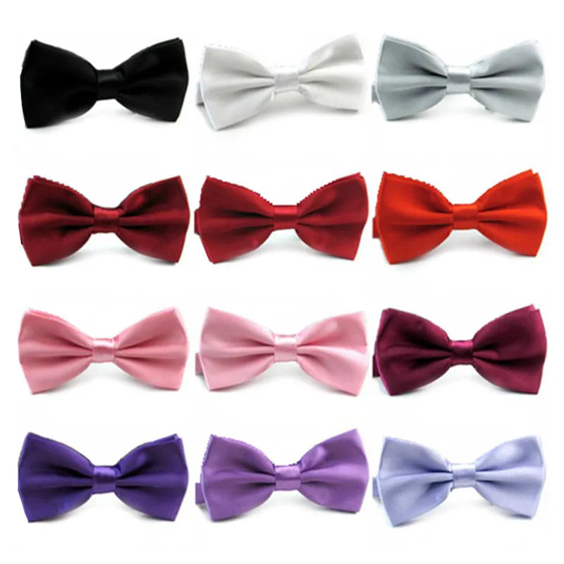 Classic Men Bowtie Boys Grils Children Bow Tie Fashion Solid Color Green Red Black White Green Wedding Ties Accessories