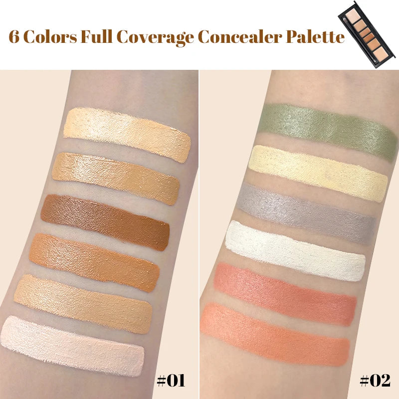 M&T Wear – 6-Color Full Coverage Concealer Palette with Brush