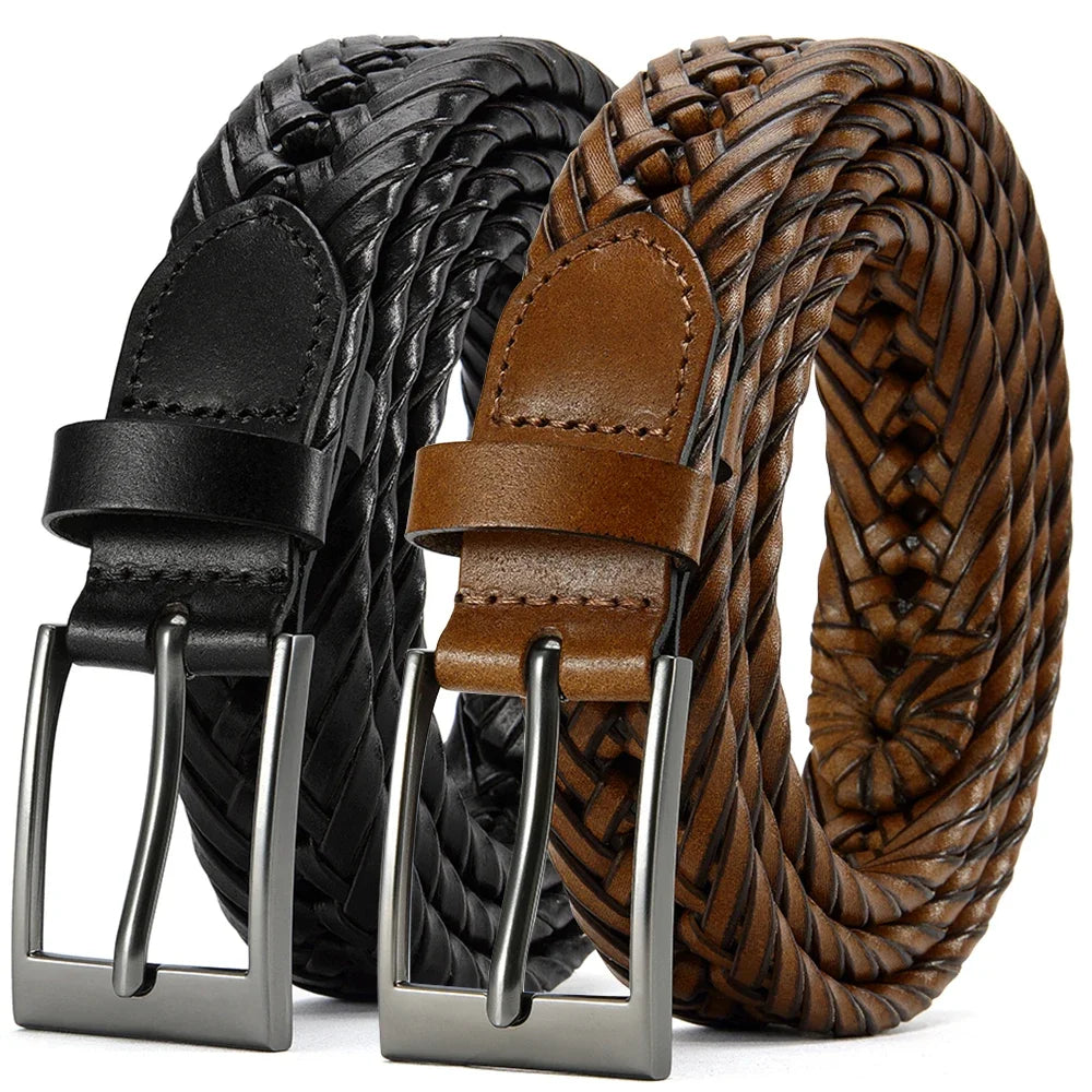 M&T Wear - Braided 100% Genuine Leather Pin/Automatic Belt