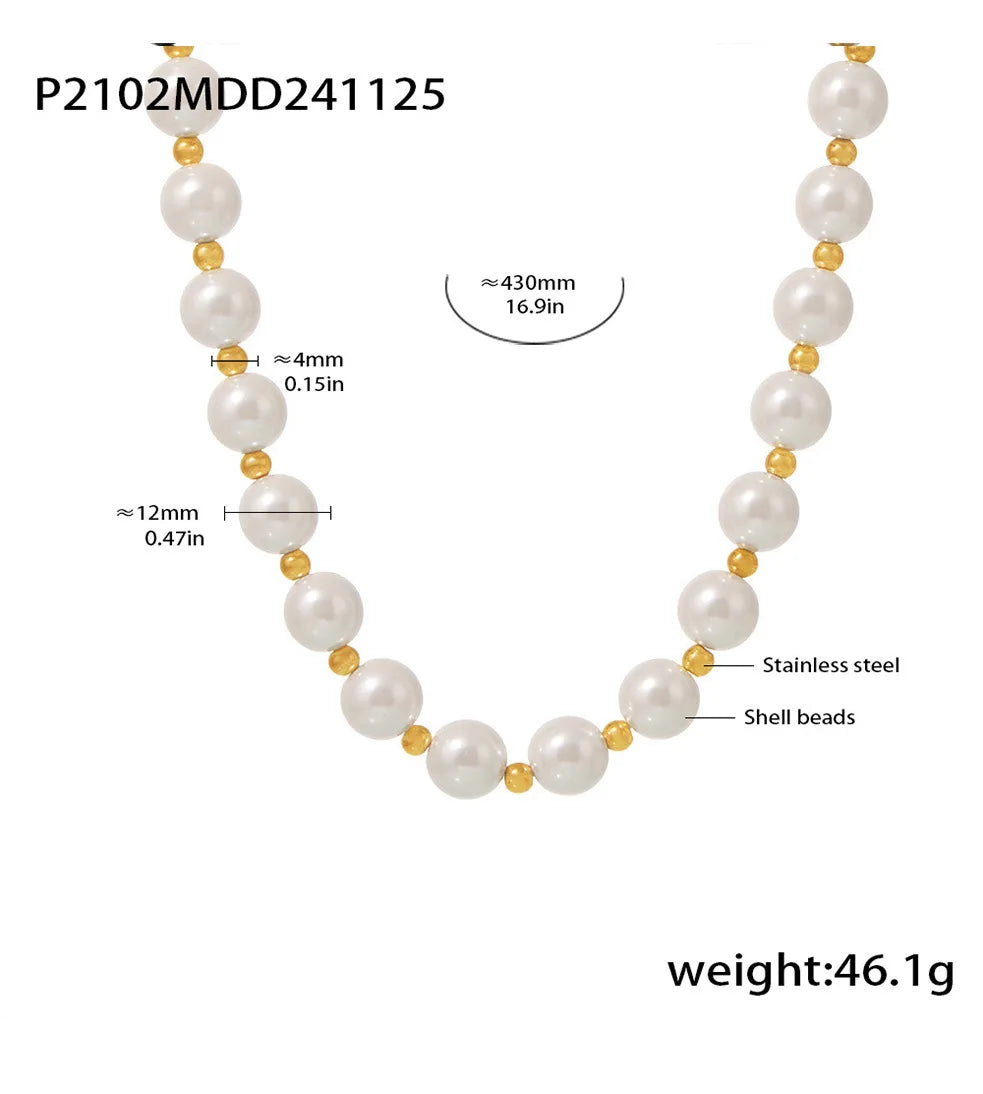 M&T Wear - White Shell Beaded Clavicle Necklace for Women